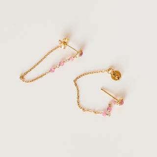 SAMPLE SALE- Rose Quartz Chain Studs