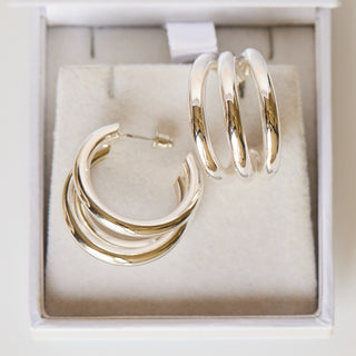 SAMPLE SALE- Silver Statement Oversized Tripple Hoops