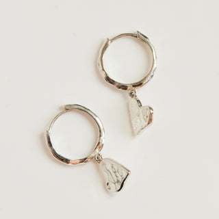 SAMPLE SALE- Silver Mini Love Heart Drop Hoops