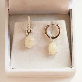 SAMPLE SALE- Silver Opal and CZ Drop Hoops