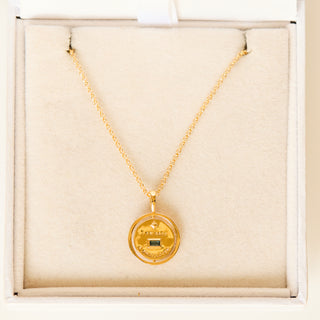 SAMPLE SALE- Spinning Coin Starburst Turquoise Necklace In Gold