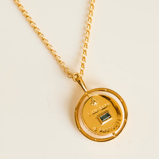 SAMPLE SALE- Spinning Coin Starburst Turquoise Necklace In Gold
