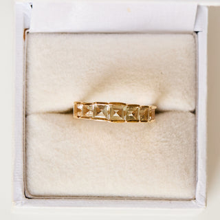 SAMPLE SALE- Green Amethyst Channel Set Ring - Size UK L 1/2