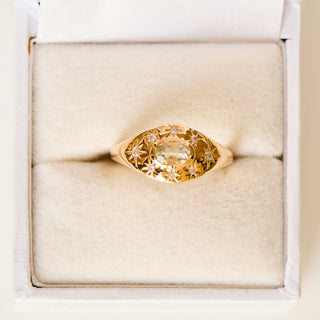 SAMPLE SALE- Star Set Signet Ring With Green Amethyst - Size UK L 1/2