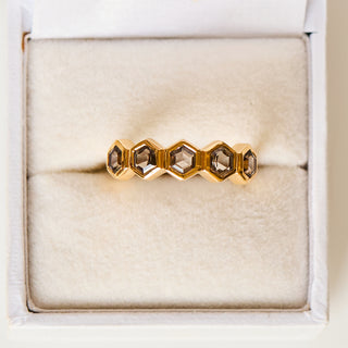 SAMPLE SALE- Brown Hexagon Ring - Size UK O