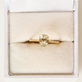 SAMPLE SALE- Twisted Gold Vermeil Band With Green Amethyst - Size UK L 1/2