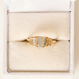 SAMPLE SALE- Labradorite Art Deco Ring - Size UK L 1/2