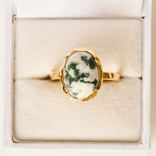 SAMPLE SALE- Green Snowflake Jade Ring - UK Size T