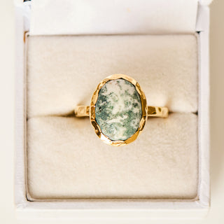 SAMPLE SALE- Green Snowflake Jade Ring - UK Size T