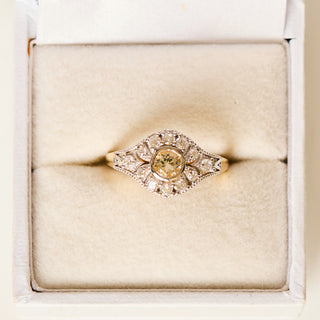 SAMPLE SALE- Edwardian Set Green Amethyst Ring - UK Size L 1/2
