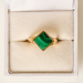 SAMPLE SALE- Signet Ring In Malachite - UK Size J