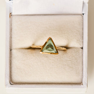 SAMPLE SALE- Fern Green Topaz Triangle Ring - UK Size O