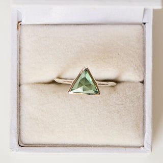 SAMPLE SALE- Fern Green Topaz Triangle Ring - UK Size O