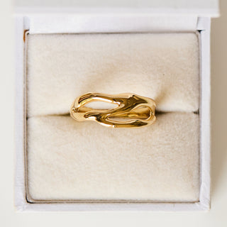 SAMPLE SALE- Molten Wave Wide Band - UK Size N 1/2
