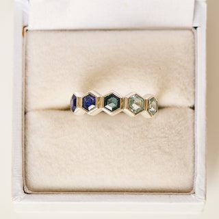SAMPLE SALE- Ombre Blue Heaxgon Ring - UK Size L