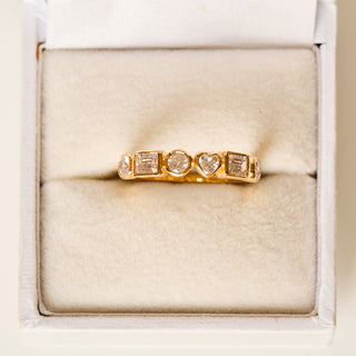 SAMPLE SALE- Heart Half Eternity Ring  In Zircon- UK Size L