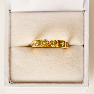 SAMPLE SALE- Heart Half Eternity Ring  In Peridot - UK Size L