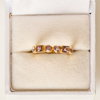 SAMPLE SALE- Heart Half Eternity Ring  In Amethyst - UK Size L