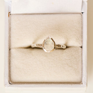 SAMPLE SALE- Pear Moonstone Bezel Set Ring Silver - UK Size L