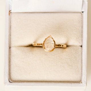 SAMPLE SALE- Pear Moonstone Bezel Set Ring - UK Size L