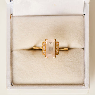 SAMPLE SALE- Deco Rose Quartz Ring - UK Size O