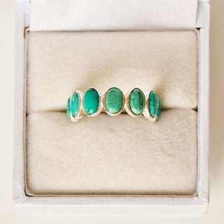 SAMPLE SALE- Turquoise Bezel Set Oval Ring Silver - UK Size L