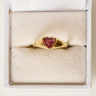 SAMPLE SALE- Tourmaline Heart Ring - UK Size L