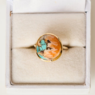 SAMPLE SALE- Oyster Turquoise Bezel Set Ring - UK Size L 1/2