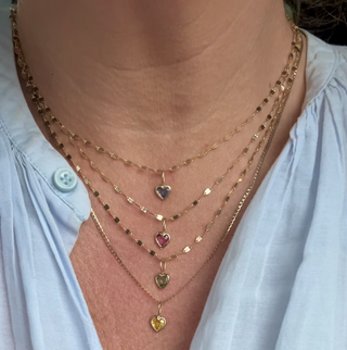 Limited Edition Green Sapphire Heart Yellow Gold Necklace