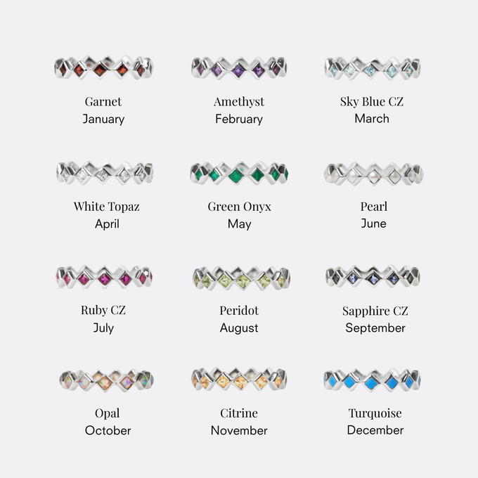 Birthstone stacking ring in Silver