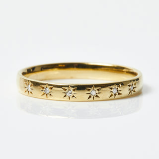 Simple Star Set Diamond Band In 9k Solid Gold