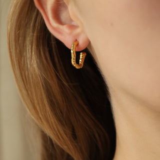 Turquoise Molten Hoop Earring