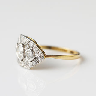 Vintage Diamond 18k Yellow and White Gold Ring - UK Size N