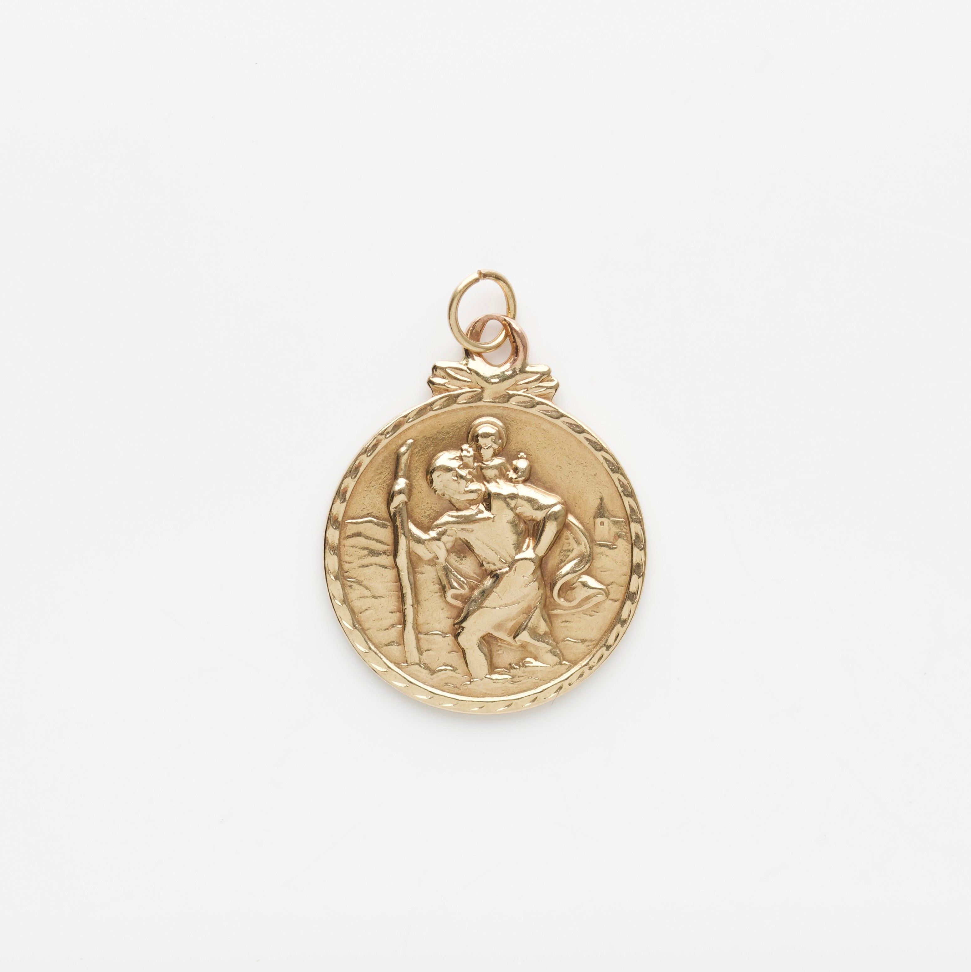 solid gold st christopher pendant for necklace