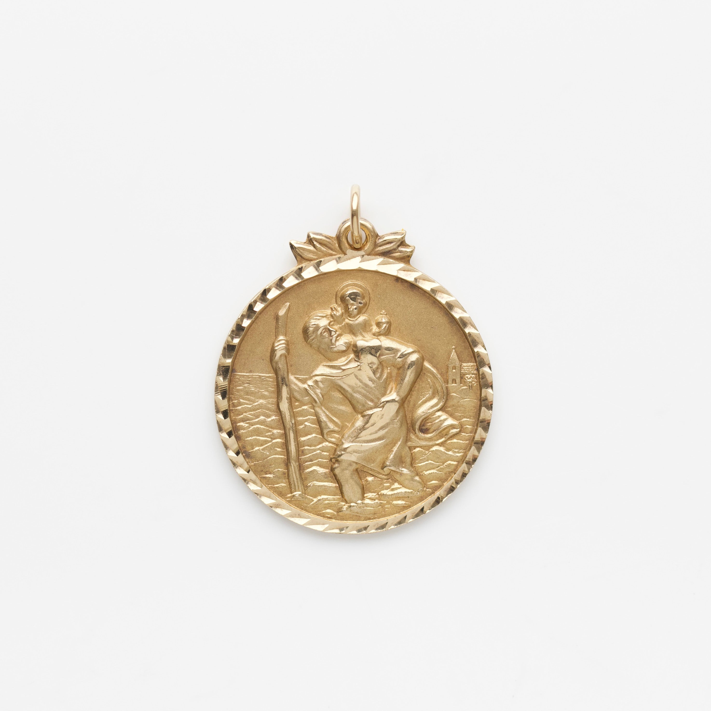 solid gold st christopher coin charm