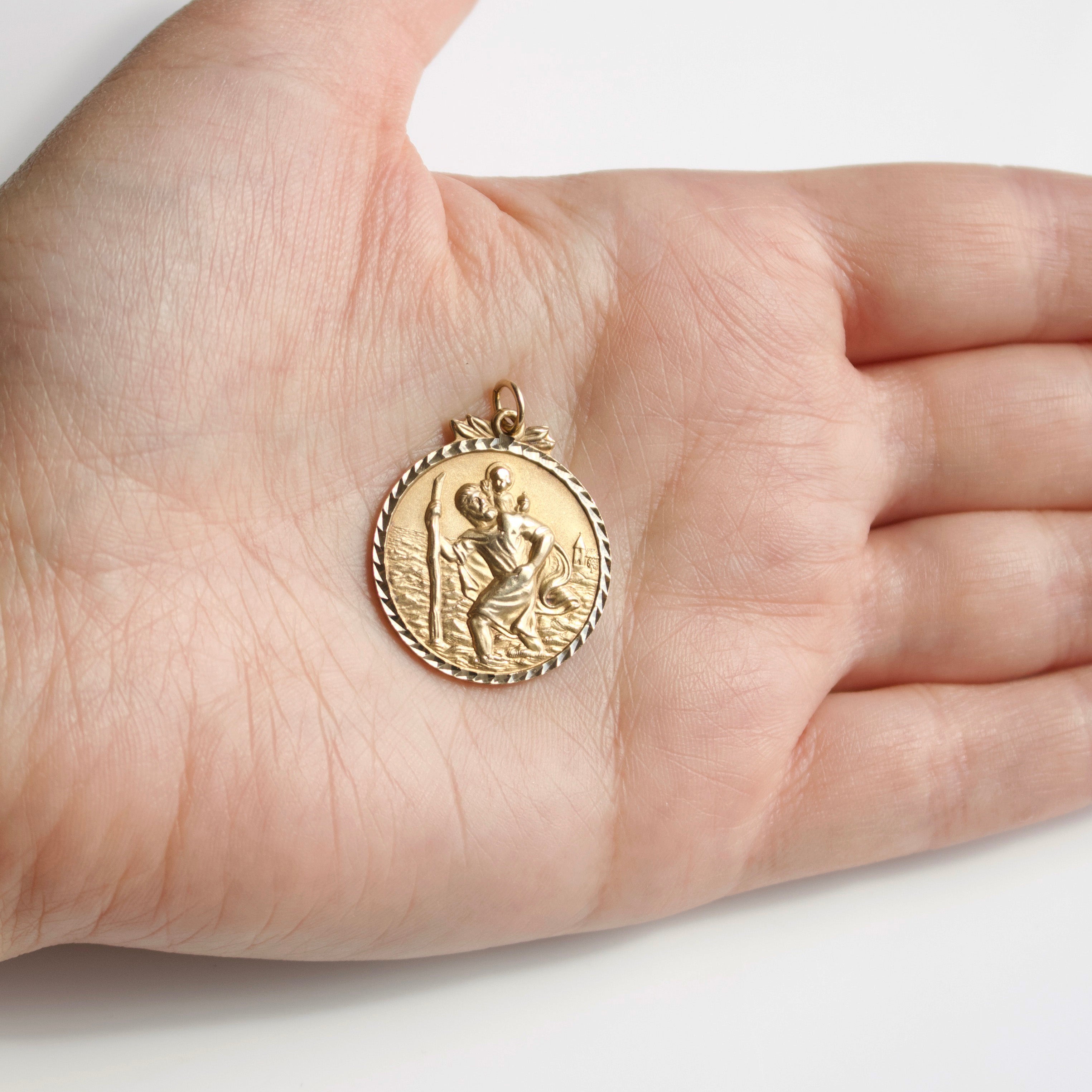 solid gold st christopher coin charm