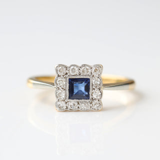 Art Deco Sapphire Diamond Square Ring
