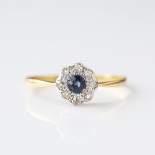 Gold Sapphire Diamond Cluster Ring