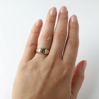 Gold Sapphire Diamond Gypsy Ring