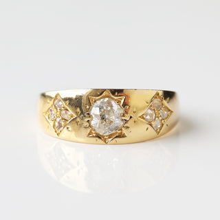 Vintage Old European Cut Diamond 18k Yellow Gold  Ring - UK Size M 1/2