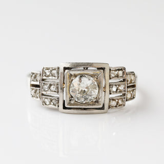 Vintage Diamond Platinum Ring - UK Size Q