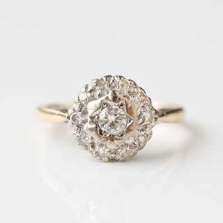 Vintage Diamond 18k White and Yellow Gold Ring - UK Size K