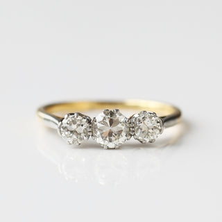 Vintage Diamond 18k White and Yellow Gold Ring - UK Size M