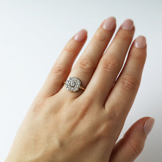 Vintage Diamond 18k White and Yellow Gold Ring 