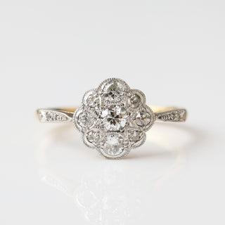 Vintage Diamond 18k Yellow and Platinum Gold Ring - UK Size O