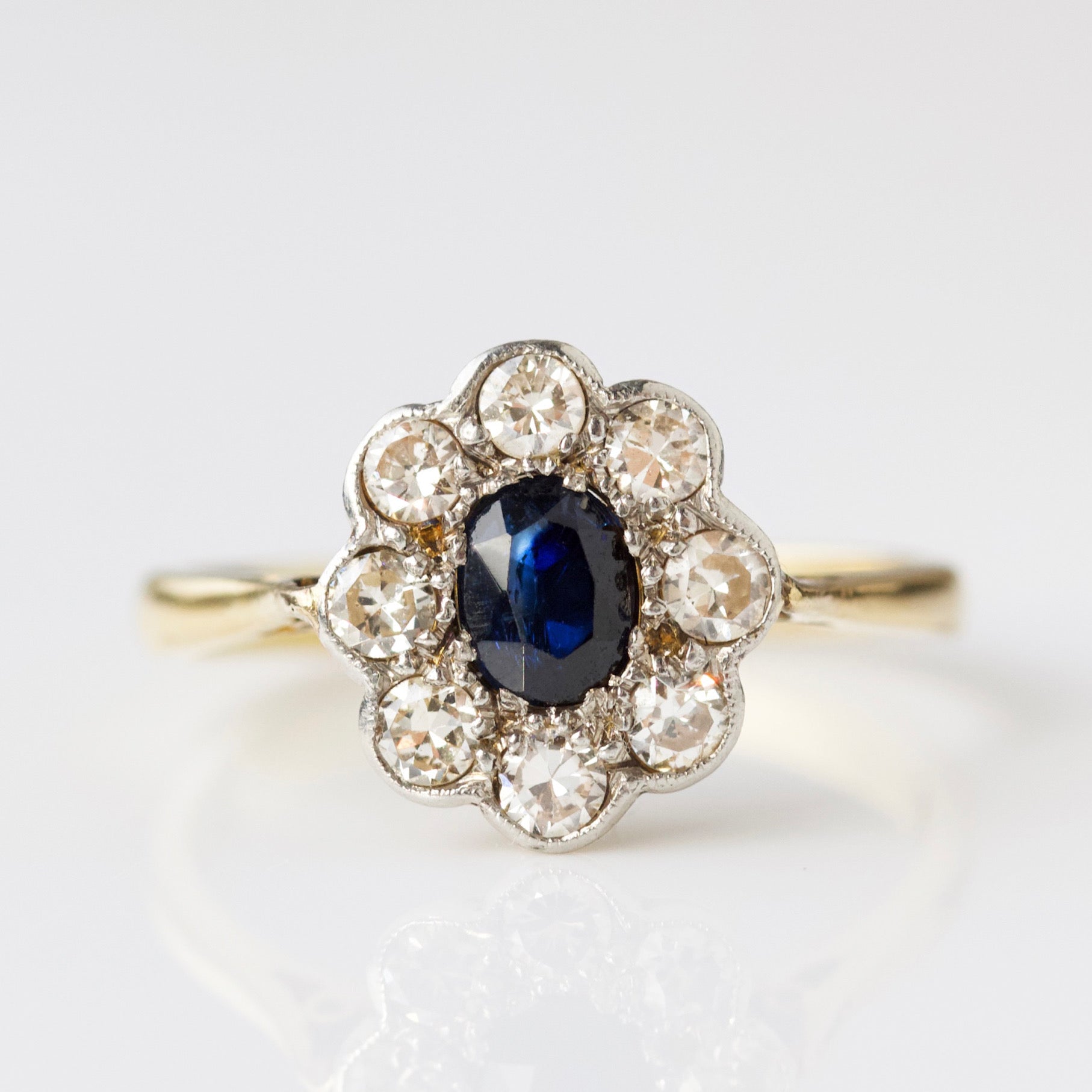 Sapphire and diamond vintage ring