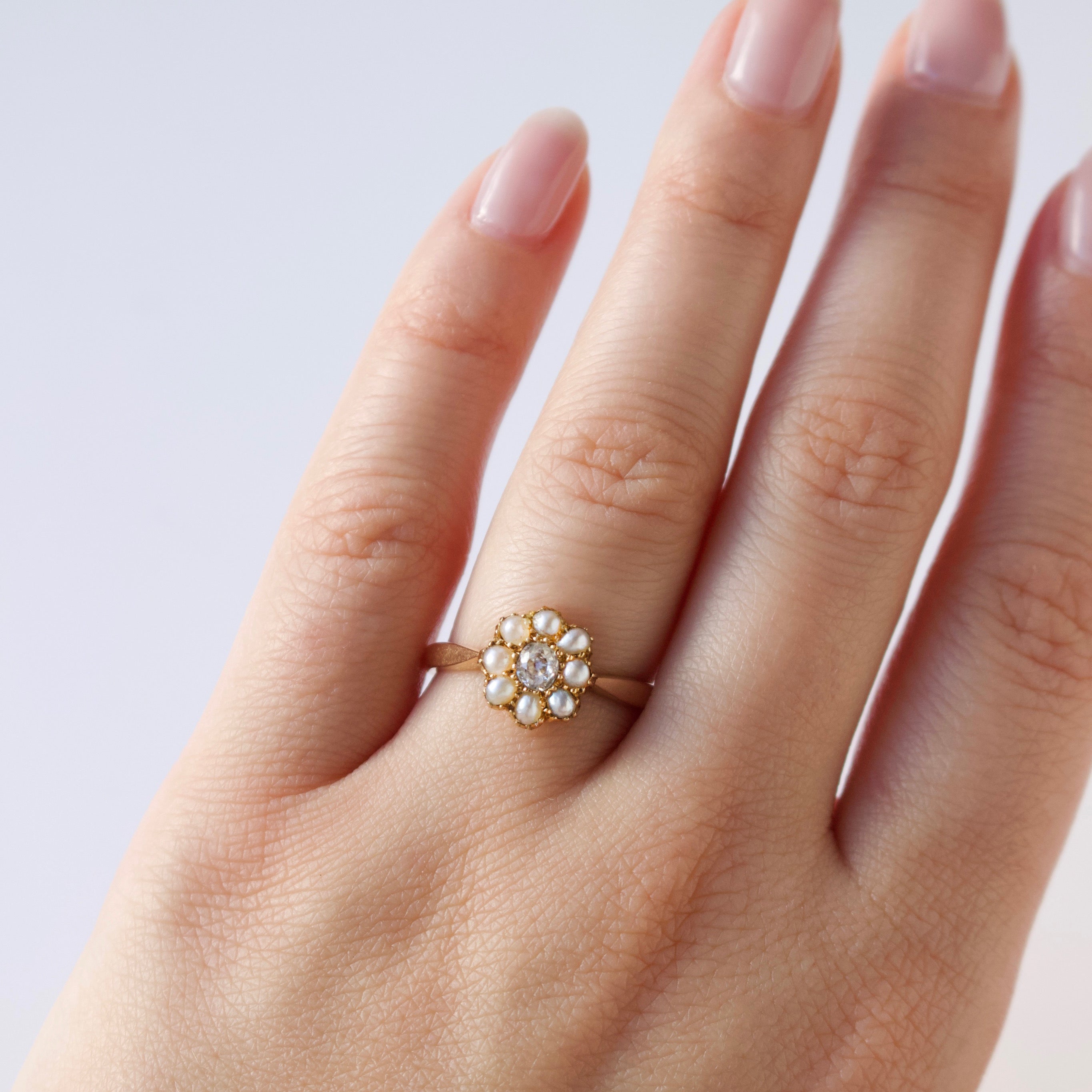 pearl and diamond vintage ring