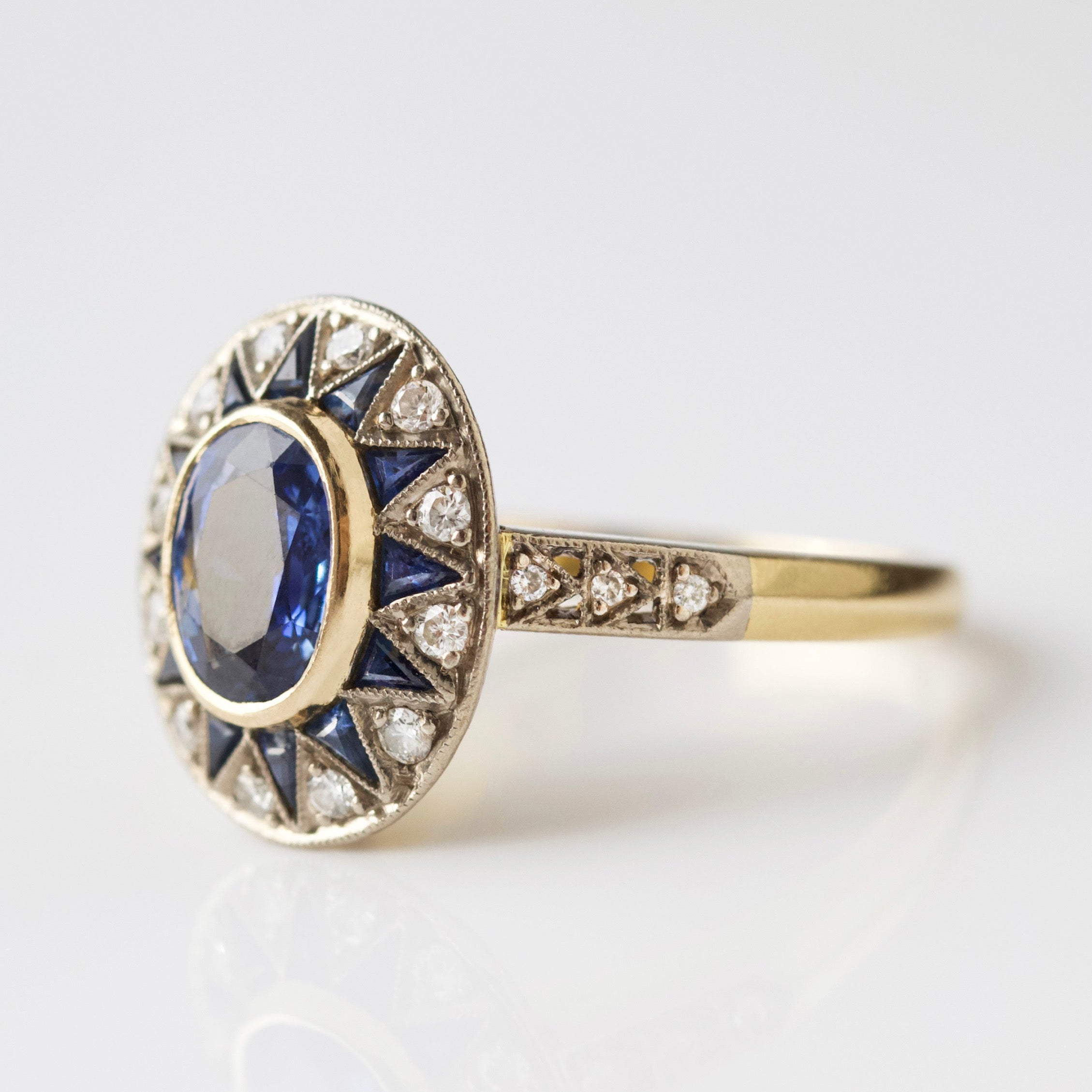 vintage statement sapphire and diamond ring