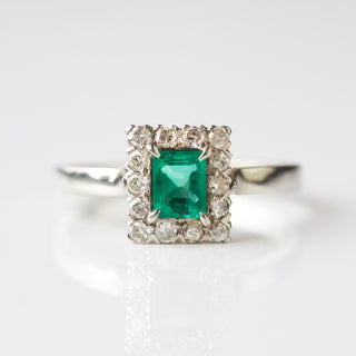 Emerald and diamond vintage ring
