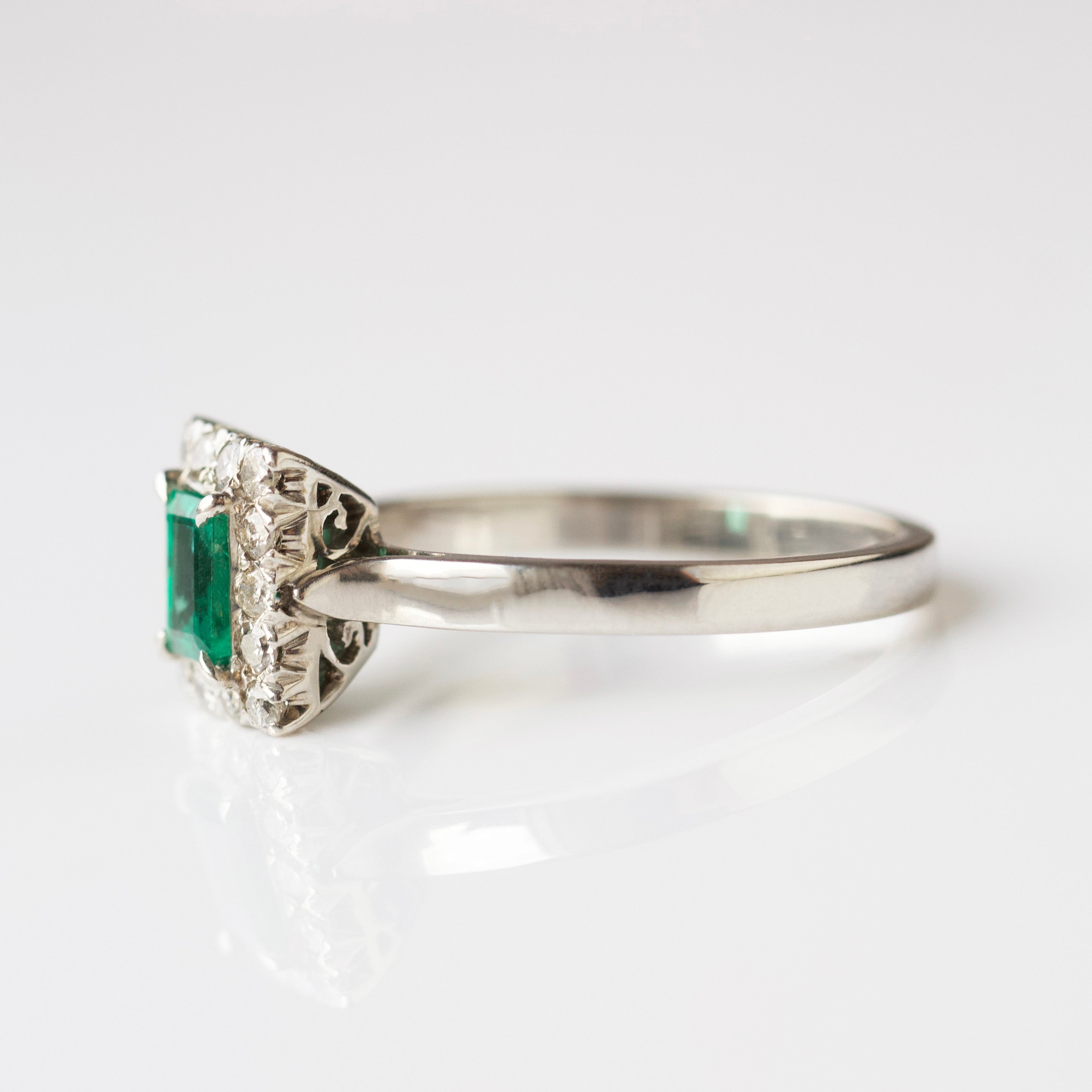 Emerald and diamond vintage ring